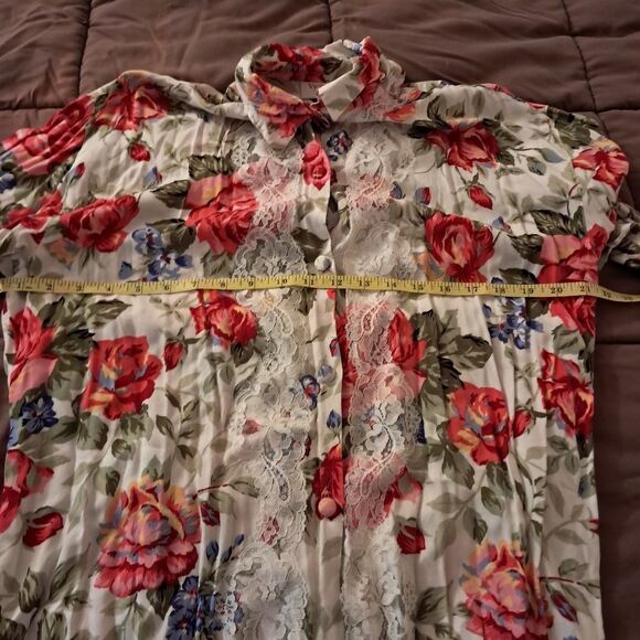 Vtg Y2K Victoria's Secret Gold Label Dress M/L Floral Lace Trim Cottage Softie - Picture 8 of 10